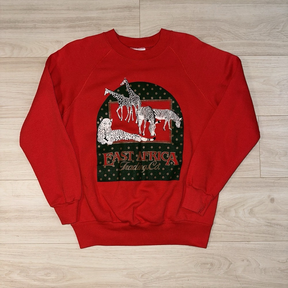 Vtg East Africa Trading‎ Company Animals Sweatshirt USA Made Mens large